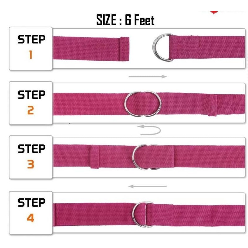 D-Ring Buckle Cotton Belt for Yoga Stretching Exercise Durable Flexible