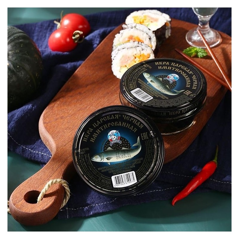 Premium Salmon Roe Caviar, 102g, Red-Orange Fish Eggs, Russian Style
