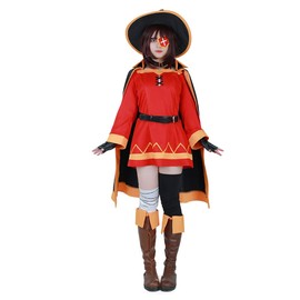 Miccostumes Women's Megumin Cosplay Cloak Costume, Red and Black, women xl