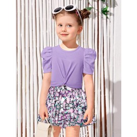 BAVADER Toddler Girl Clothes 4t 3t Girl Clothes Toddler Clothes for Girls Twist Front Crop Top Toddler Girl Outfits 2Pcs Short Sets 3t 4t Girls Clothes Toddler Girl Summer Outfits