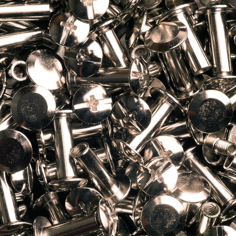 15 Schraubnieten Gürtelschrauben Buchschrauben Chicagoschrauben Nieten zum Schrauben 12MM nickel-glänzend
