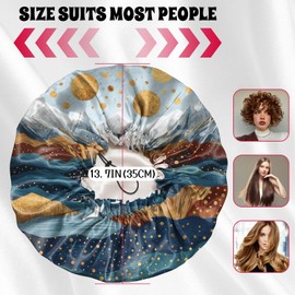 BHAHB Luxury Shower Cap Satin Lined Reusable Waterproof Double Layer Elastic Adjustable Hair Bath Cap Cute Aesthetic Women Girls-Mountain