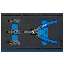 Draper 63196 Interchangeable Circlip Plier 5 Piece Set in 1/4 Eva Insert Tray, Blue
