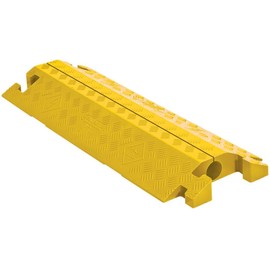 Checkers 1 Channel Industrial Drive Over Cable Protector, Drop in for 2.25" Lines, 23k/Axle Load Capacity Hose and Cable Ramp for Heavy Duty Equipment, Made in The USA, Yellow, CP1X225-GP-Y