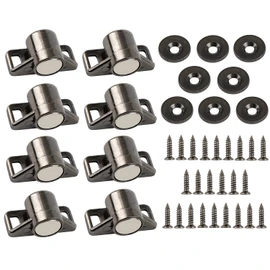 8 Pack Magnetic Cabinet Latch with Magnet for Cabinet Latch, Cabinet Magnetic Latch for Kitchen Closet Door Close Magnetic Latch Closer (Gun Metal 8 Pack)