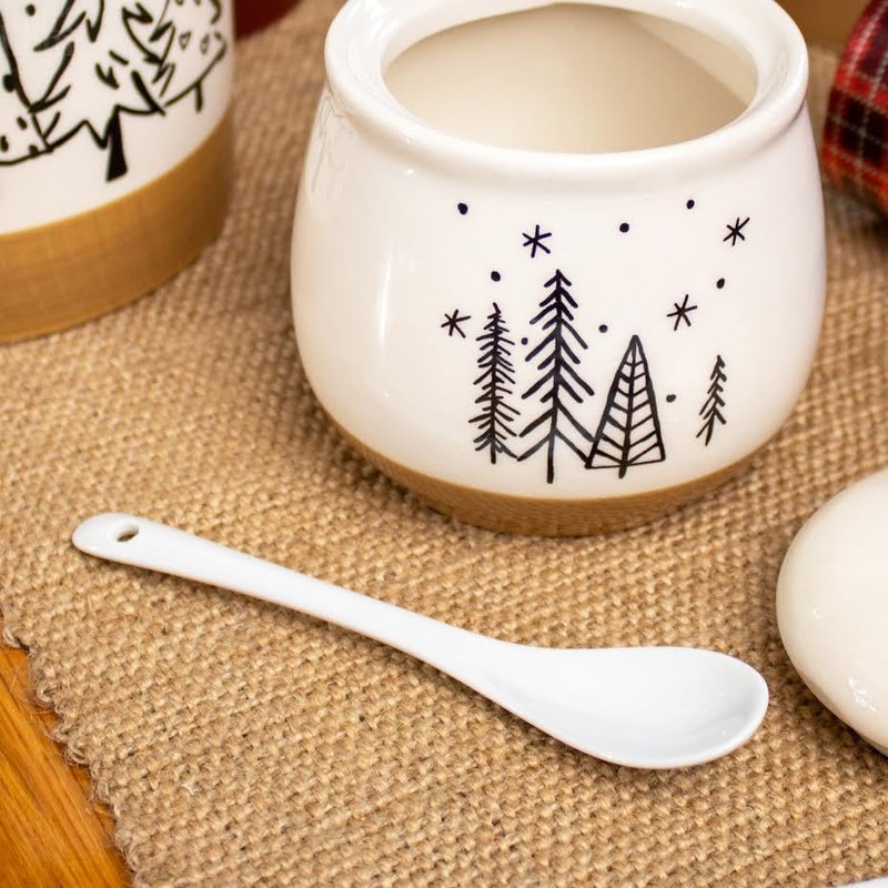 Darthome Christmas Tree Sugar Pot With Lid And Spoon Xmas
