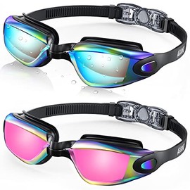 Aegend Gafas de Natación para Adultos, Multicolor, Protección UV y Antivaho, Silicona, 180 Grados de Visión Panorámica