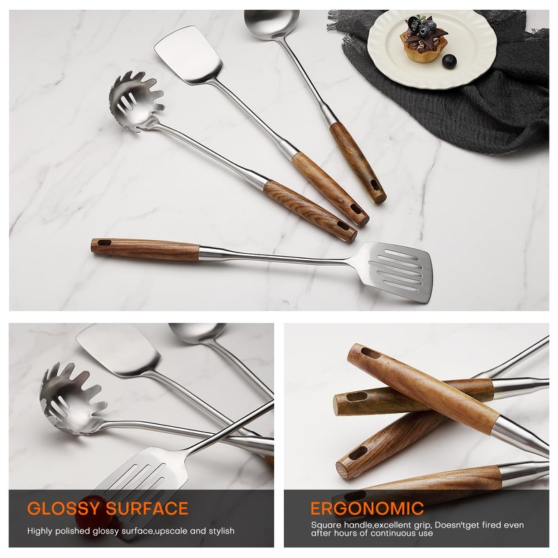 6 Pcs Cooking Utensils Set 304 Stainlss Steel Kitchen Utensils