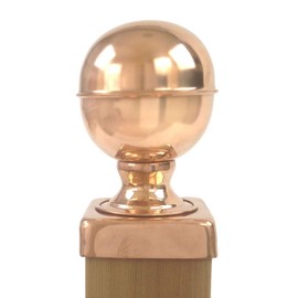 4x4 Copper Globe Finial Post Cap by Captiva (2-Pack) - Extended Lip - Solid Copper - Will Patina Naturally (3-1/2 x 3-1/2) (2, 4x4)
