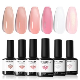 MODELONES Color Gel Nail Set of 6 Colors, Self Nails, For Beginners, Sheer Color Gel Nails, 0.2 fl oz (7 ml), UV and LED Compatible, Transparent Gel Nail