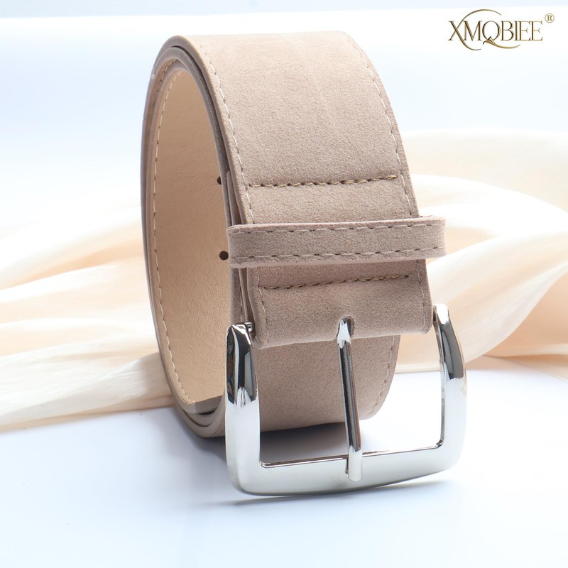 XMQBIEE Women's Wide Suede Leather Belt - Brown Fashion Waist