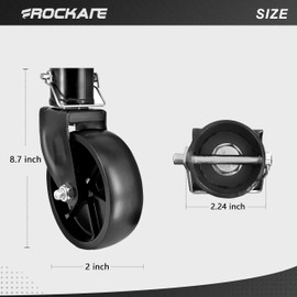 Rockane 6" Black Trailer Jack Swivel Caster Wheel Replacement, Heavy Duty 1200lbs Capacity with Pin for Soft Ground Roll, Fits Any Boat Hitch Camper RV, Durable Poly Material