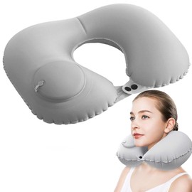 Qinsky Inflatable Travel Pillow,Inflatable Travel Neck Support Pillow U Shape Pillow Neck Pillow with Pressing Inflation Pump Suitable for Sleep Rest