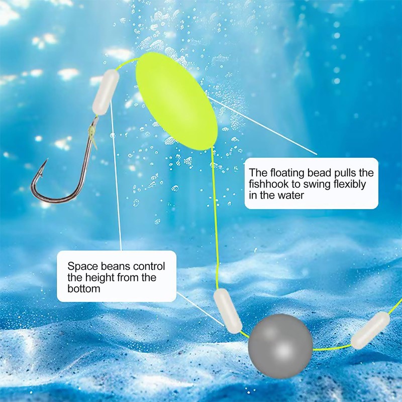 deegbbyi Pack of 5 Double Hook Reverse Bottom Rig, Fishing