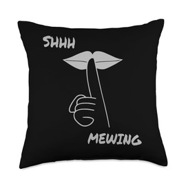 Funny Mewing Meme Shhh Im Mewing Quiet Mewing Lips Throw Pillow