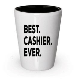 SpreadPassion Cashier Shot Glass - Cashier Gag Gifts - Presents For Cashiers - Put In Gift...