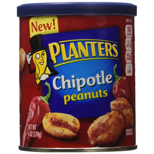 Planters Chipotle Peanuts, 6 OZ cans(Pack of 4)