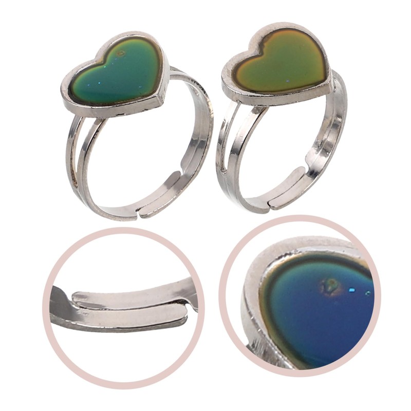 Beavorty 2Pcs Mood Temperature Ring Color Changing Open Ring for