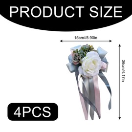 LIMEOW 4 Pieces Wedding Car Decorations Wedding Decorations Car Ribbon Car Wedding Ribbon Car Bow Car Decorations Wedding Car Ribbon Large Pull Bows Decorations for Holiday Parties and Weddings