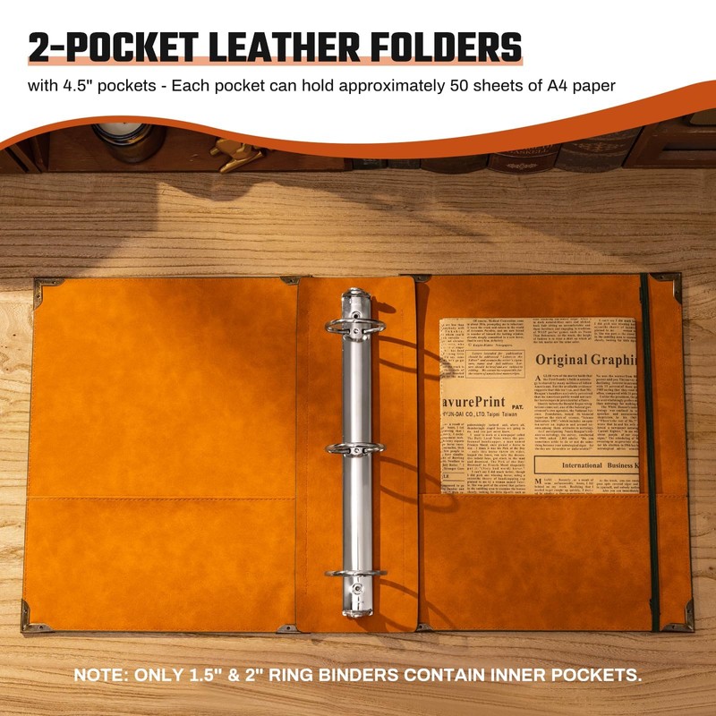 OVESMUSL 2 Pack PU Leather 3 Ring Binder, 2 Inch
