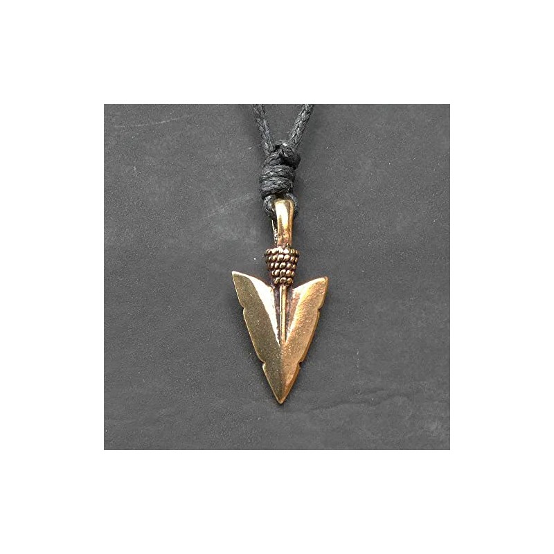 Arrowhead Bronze Pendant Necklace Jewellery, incl black cotton sting, Pendant