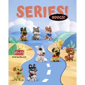 dOvOb Micro Mini Blocks 8 in 1 Dogs Set, 1616 Pieces Bricks, 3D Puzzle Collection Animal Model Toys as Gift for Adult or Kids