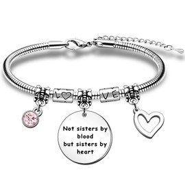 QMVMV Not Sisters By Blood But Sisters By Heart Bracelets For Women Girls Sister In Law Best Friend Birthday Christmas Wedding Jewelry Gifts