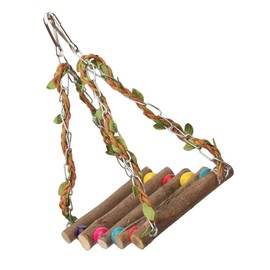 VICASKY Colorful Wooden Parrot Swing Durable Bird Plaything for Macaws Budgies and Cockatiels Promotes Exercise Reduces Boredom and Provides Fun Elevated Space for Chewing