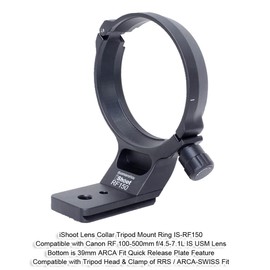 iShoot Tripod Mount Ring Lens Collar Compatible with Canon RF 100-500mm f/4.5-7.1L is USM, Lens Bracket Support Holder Bottom is Arca-Swiss Fit Camera Quick Release Plate Dovetail Groove