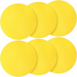 wlilupah 6 Pcs Poly Spots Markers 8 Inch Floor Spot Markers Dots for Gym Marker Poly Sports Training for Gym Floor Soccer Basketball Speed Agility Training Field Marking Equipment (Yellow)