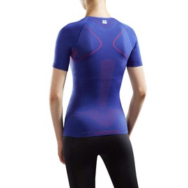 LP SUPPORT Women's AIR Compression Short Sleeve Top - Compression Base Layer Shapewear - Breathable Shapewear Fabric (Indigo/Magenta) Size L