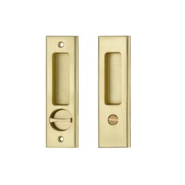 NCL Sliding Door Handle for Bath, Satin Brass Barn Door Flush Handle, Privacy Pocket Door Lock