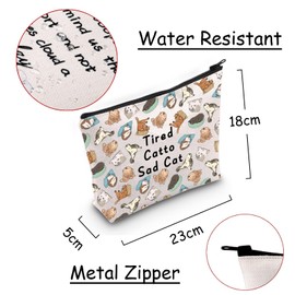 Funny Cat Cosmetic Bag Tired Cat Memes Makeup Bag Crying Cat Gift Fat Cat Lover Gift Sad Cat Zipper Bag Hilarious Gift