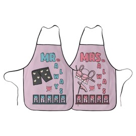 Couples Aprons For Him And Her, Mr Mrs Always Right Established 2024 2025 Couples Engagement Bibs, Cute Bridal Shower Valentine'S Day Gifts Happy Anniversary Marriage Wedding Registry Items Newlywed