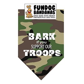 Bark if You Support Our Troops Dog Bandana (One Size Fits Most for Medium to Large Dogs)