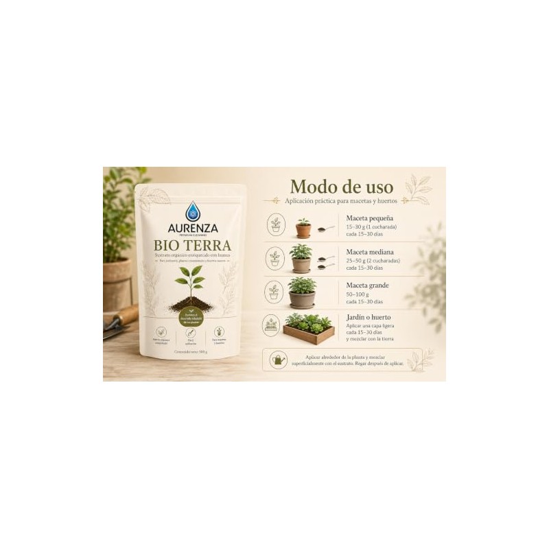 Aurenza Bio Terra Sustrato Enriquecido Humus 500 Favorece Desarrollo Saludable