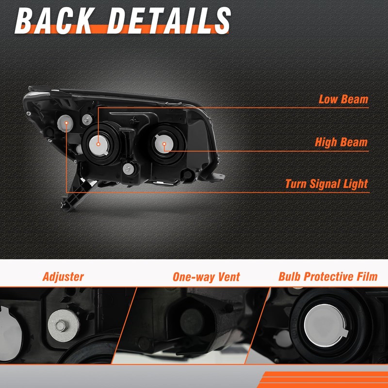 AXLAHA for 2006-2009 Toyota Halogen Headlights Black Pair