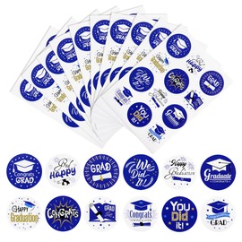 10 Pack 2025 Graduation Stickers Blue Class of 2025 Round Label Stickers 2025 Congrats Grad Adhesive Stickers Graduation Sealing Decal for Candy Bag Gifts Wrapping Grad Party Decor Supplies
