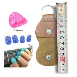 Guitar Plectrums with 2 Pieces Leather Plectrum Holder Key Ring and 4 Finger Cots for Acoustic Guitar Electric Guitar Bass Ukulele 0.46 mm Colourful Celluloid Plectrum