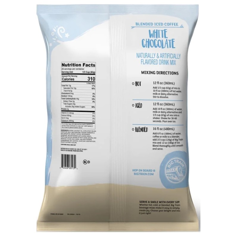 Big Train White Chocolate Latte Blended Ice Coffee Beverage Mix,