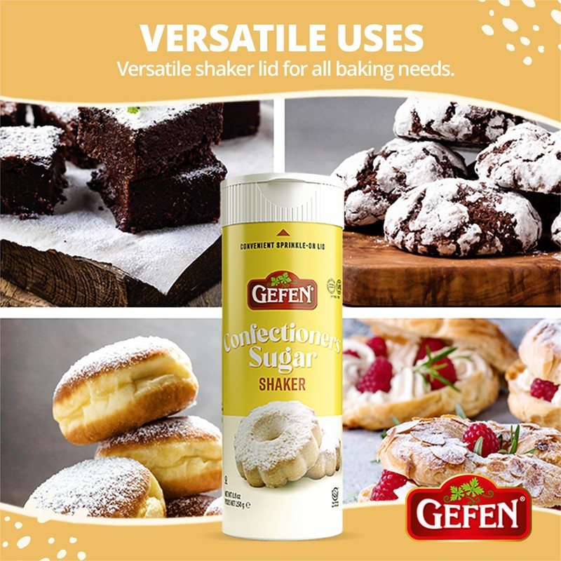 Gefen Confectioners Sugar Shaker, 8.8oz (2 Pack) | Powdered Sugar