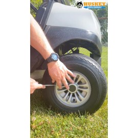 Huskey 4x Chrome Black Golf Cart Hub Caps 8 Inch Wheel Covers For EZGO Club Car YAMAHA