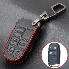Unbranded Leather Remote Key Fob Cover Case for Jeep Grand Cherokee Chrysler Dodge Fiat