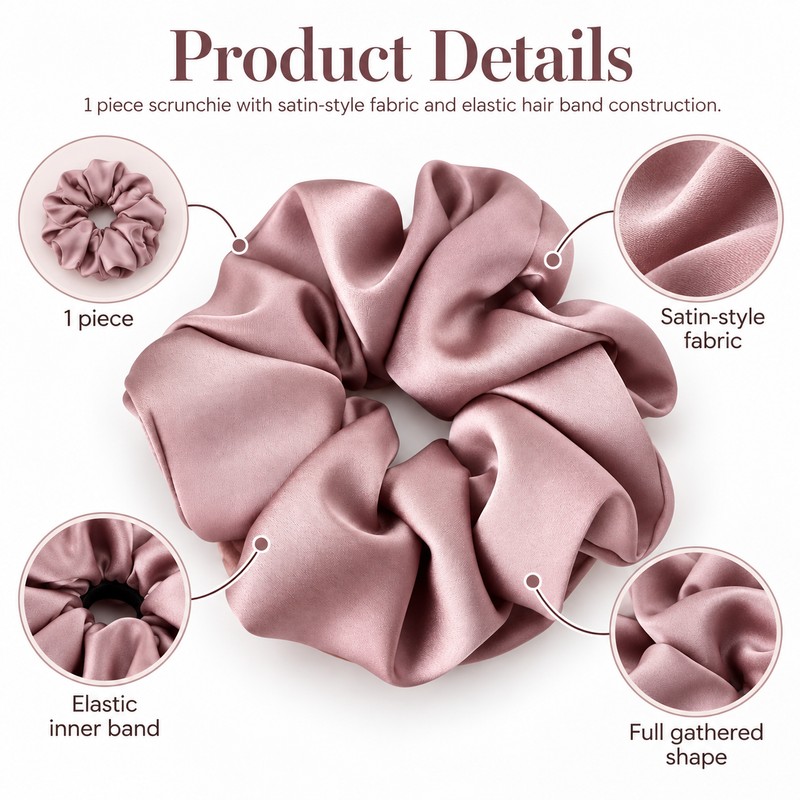 Satin Scrunchie for Ponytails – Soft Elastic Hair Band for