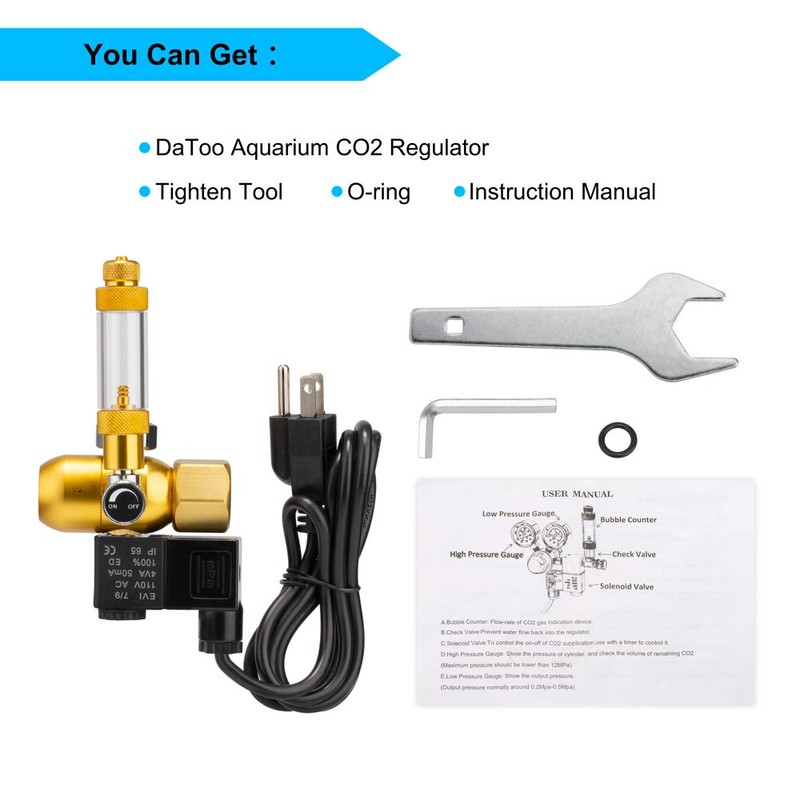 DaToo Aquarium CO2 Regulator with Bubble Counter Solenoid Check Valve