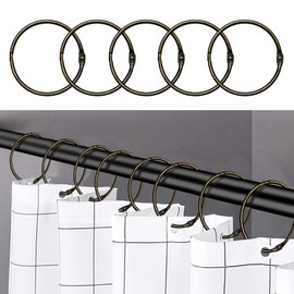 WEKIWGOT 24pcs Stainless Steel Shower Curtain Rings, Round Shower Curtain Rod Ring, Suitable for Bathroom Shower Curtains, Also Suitable for Curtains(Bronze)