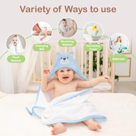 Mother's Choice Mother's Choice Baby Towel with Hood - 84x84cm, Ultra Soft & Absorbent Bath Towel for Newborns, Infants, Toddlers, Boys & Girls, 3D Blue Bear