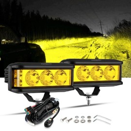 AUXBEAM 5" LED Light Bar Pods Offroad Driving Fog Amber Lamp For Jeep ATV UTV