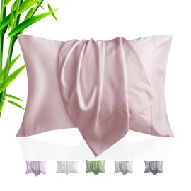 TELUS Pillow Cases Queen Size 2 Pack, Bamboo Rayon & Lyocell Pillowcase with Envelope Closure, Cooling Breathable Pillow Cover for Hot Sleeper & Night Sweats, 20x30 inch, Pink