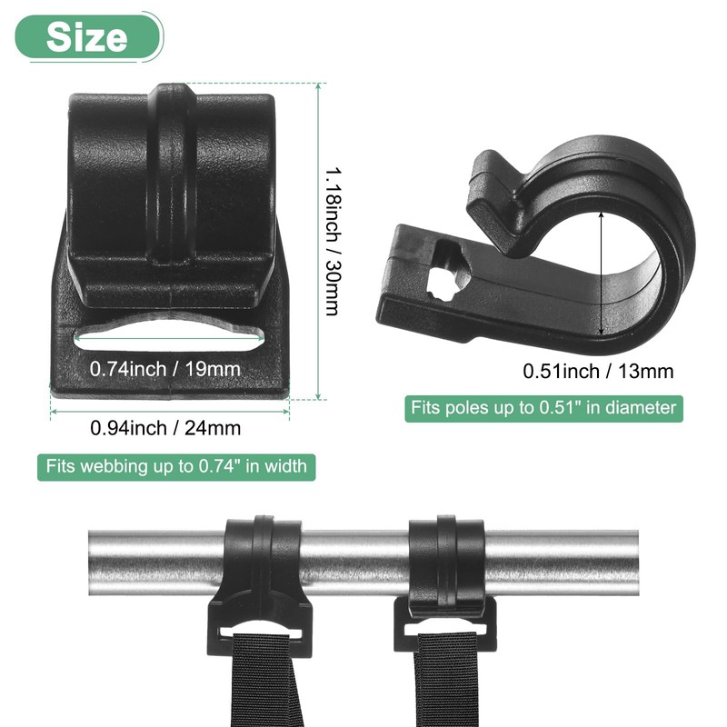 TIXIPEM 0.51IN Tent Pole Clips [20PCS] - C-Shaped Clamp Use